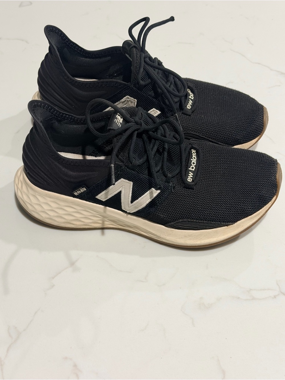 New Balance Black and Cream Athletic Sneakers